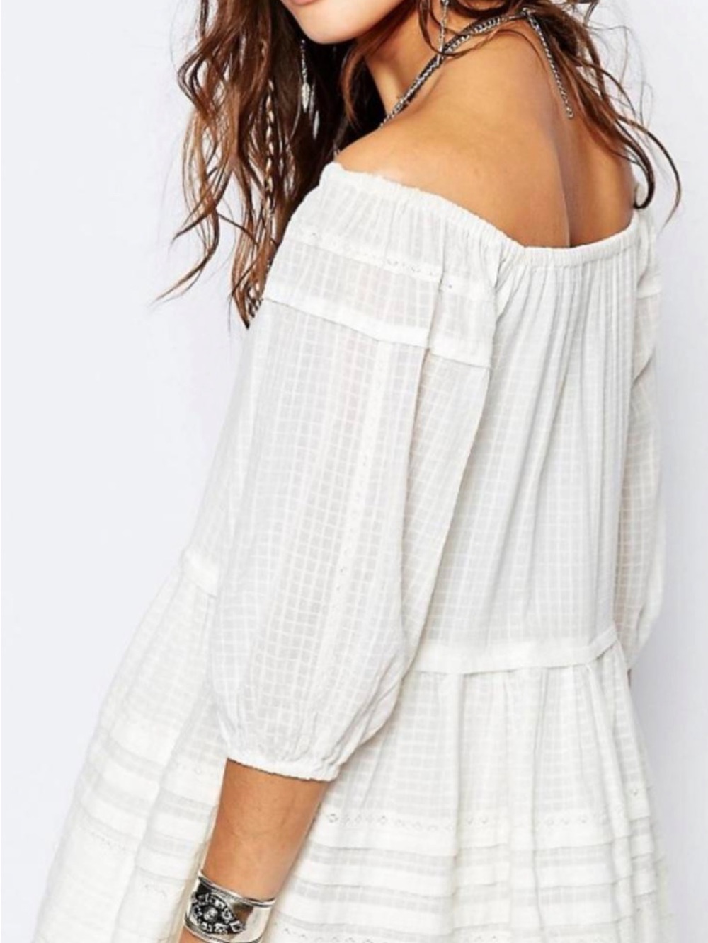 Free People White Off-Shoulder Peasant Tunic